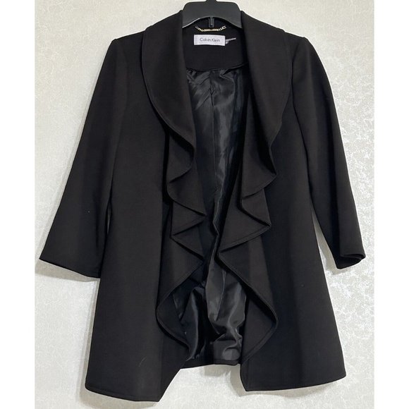 Calvin Klein Jackets & Blazers - Calvin Klein Elegant Black Ruffle Jacket